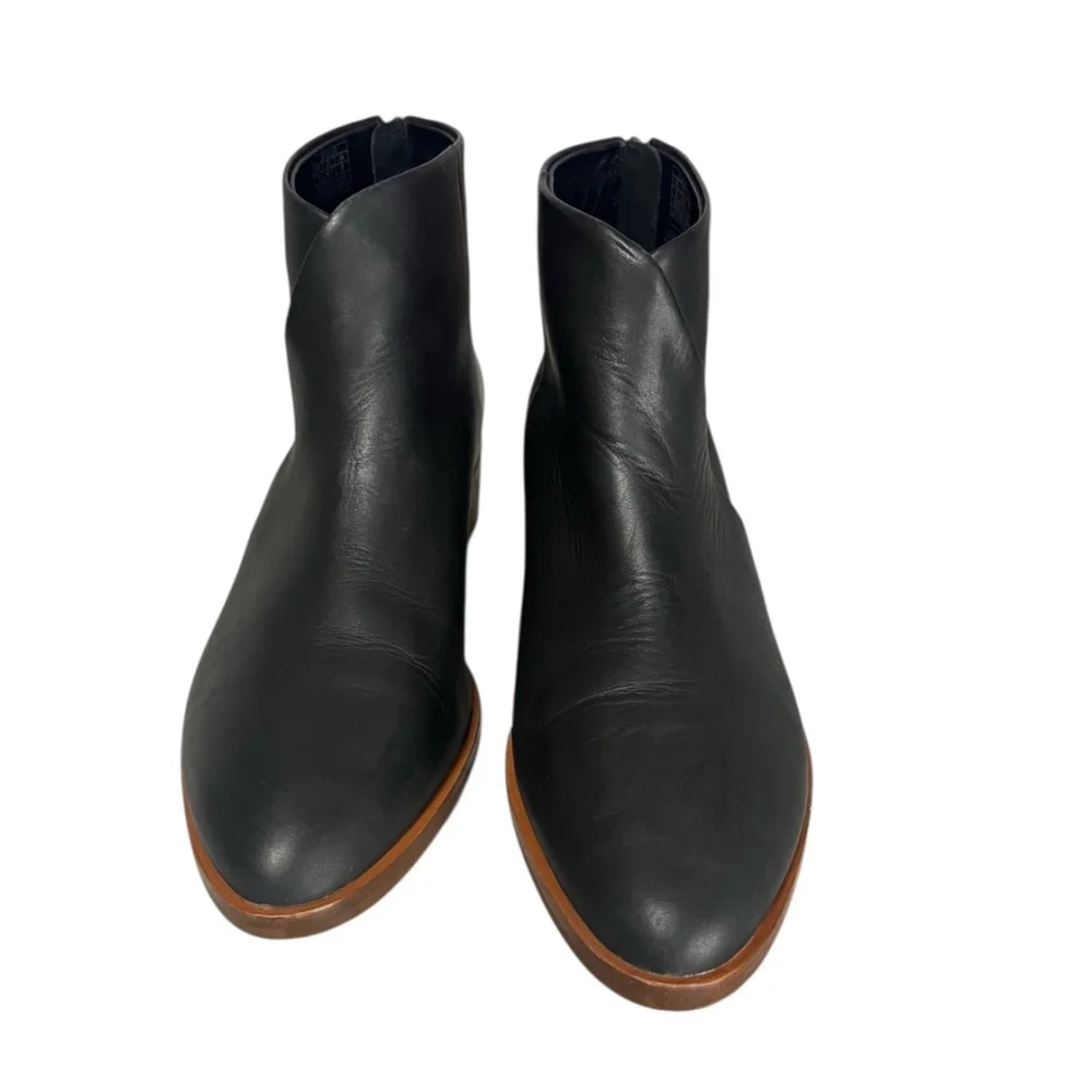 Soludos Venetian Black Leather Block Heel Bootie Size 10